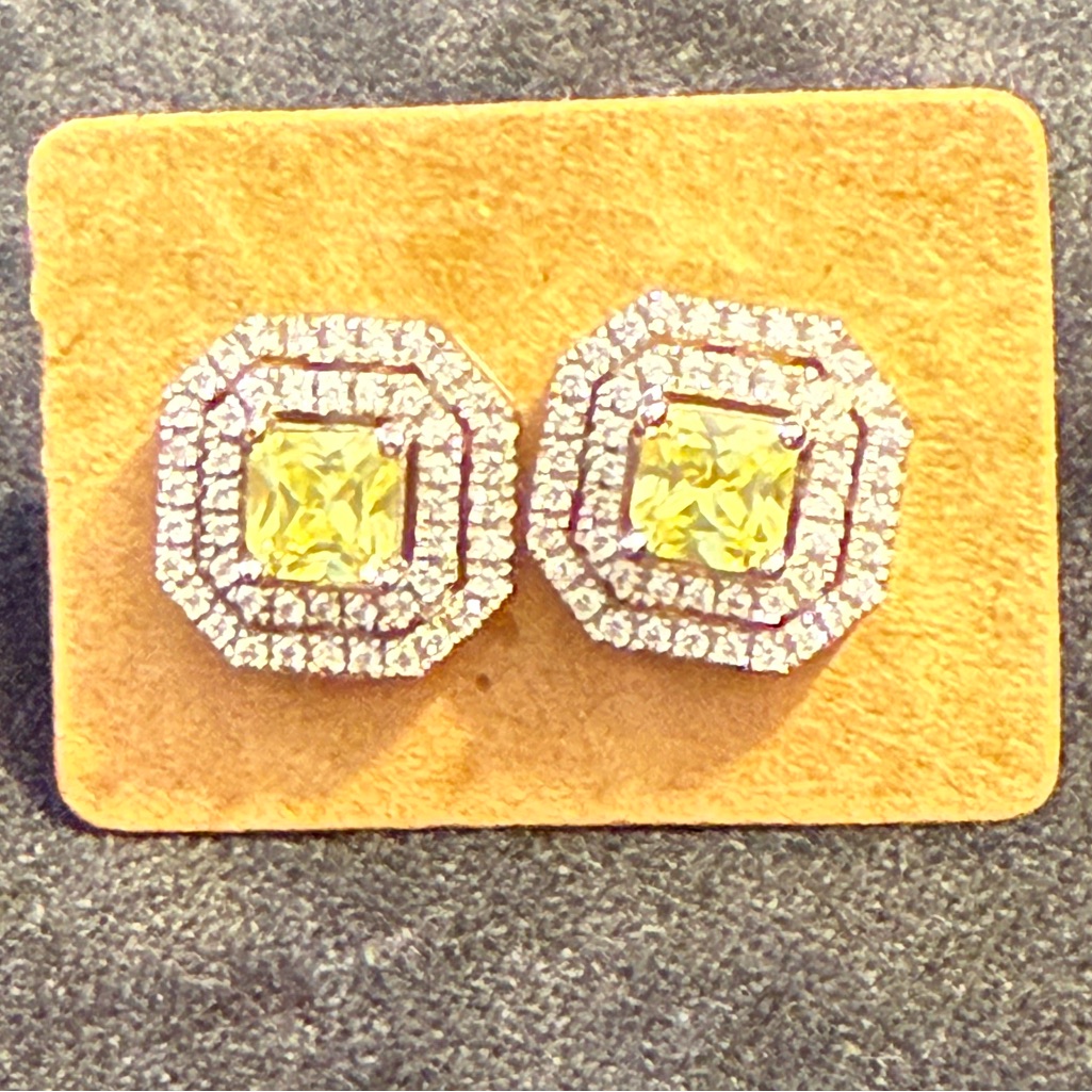 Nordstrom Silver And Yellow Double Halo Earrings 90$